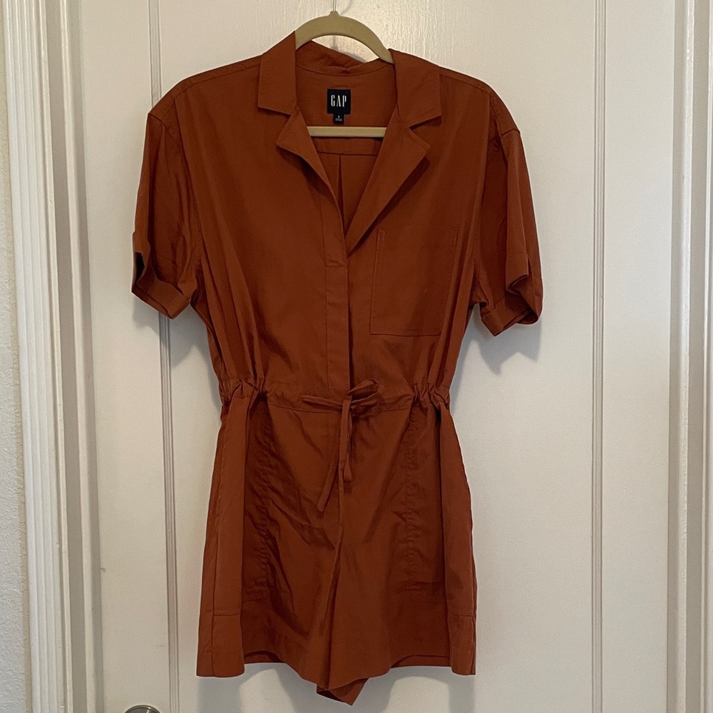 GAP Short-Sleeve Rust Jumpsuit Romper